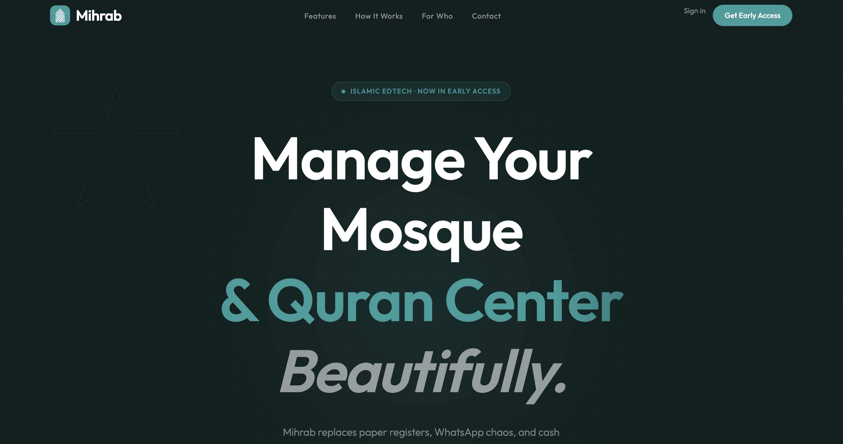 Mihrab Islamic EdTech SaaS platform for mosque and Quran center management built by ENIGMITIC